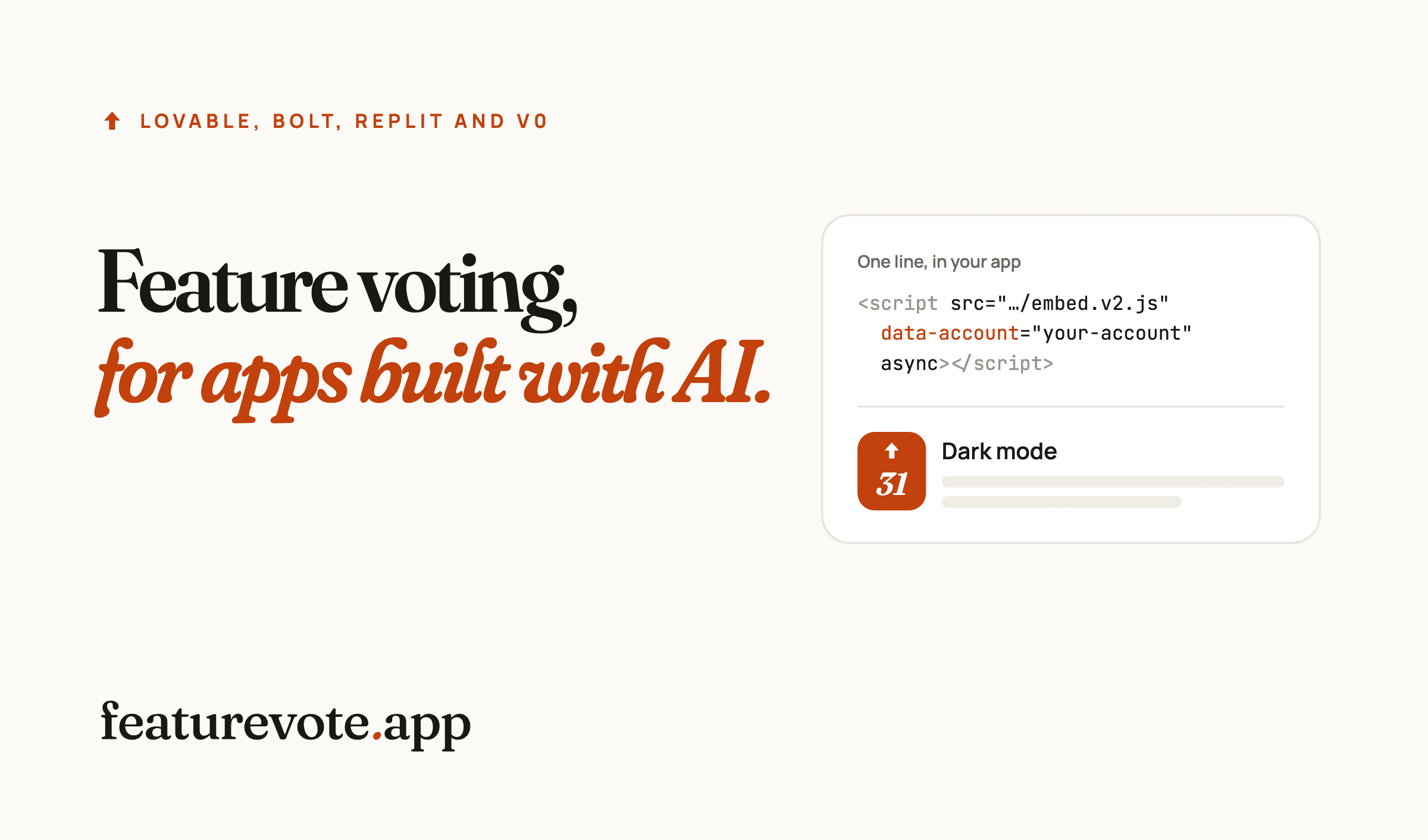 Cover Image for Add feature voting to your Lovable, Bolt, Replit or v0 app